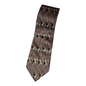 Vtg‎ Pierre Cardin Mens Silk Tie in Taupe, Brown, White, Black, and grey